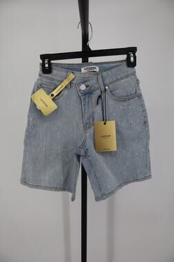 NEW Legend Rhinestone Jean Shorts Blue Light Wash High Rise Denim Size S